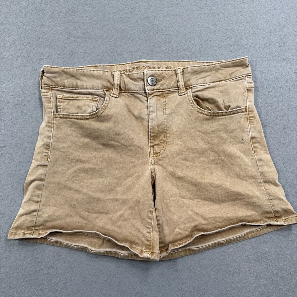 American Eagle Shorts Women's 12 Beige Cotton Stretch Cuffed Hem Summer Chino